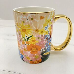 Rifle Paper Co Marguerite 12 oz Mug Anthropology Bright Floral Gold Handle Trim